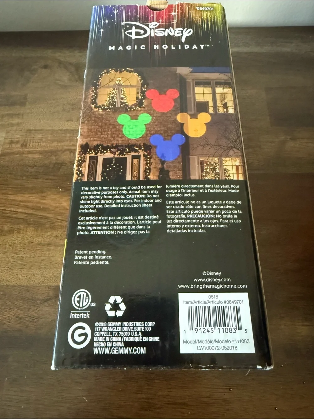 Disney Magic Holiday Mickey Mouse Fantastic Flurry LED Projection Spotlight NIB